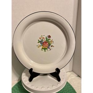 Vintage Rose Print Shabby Chic Enamel Plates Farmhouse Decor/ Cottage Core